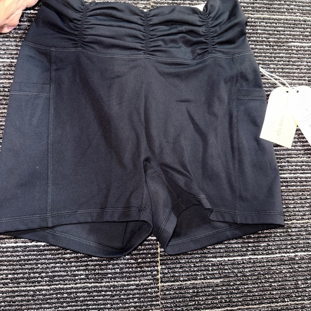Blogilates Ruched Waist Short Women L Black NEW High Waisted Pockets